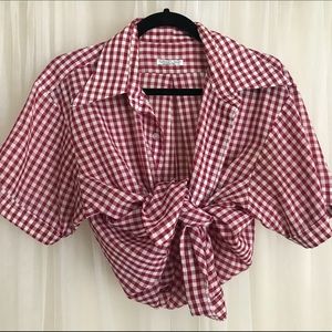 vintage red checkered short sleeve